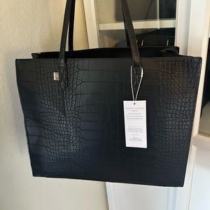 Beis Work Tote in Black Croc